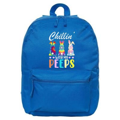Chillin With My Peeps Tie Dye Bunny Rabbit Easter Teacher 16 in Basic Backpack