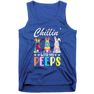 Chillin With My Peeps Tie Dye Bunny Rabbit Easter Teacher Tank Top