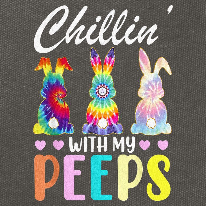 Chillin With My Peeps Tie Dye Bunny Rabbit Easter Teacher Cotton Canvas Backpack
