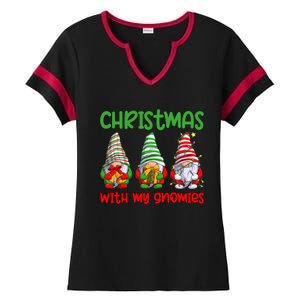 Christmas With My Gnomies Family Matching Xmas Squad Gift Ladies Halftime Notch Neck Tee