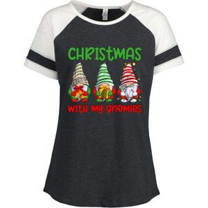 Christmas With My Gnomies Family Matching Xmas Squad Gift Enza Ladies Jersey Colorblock Tee