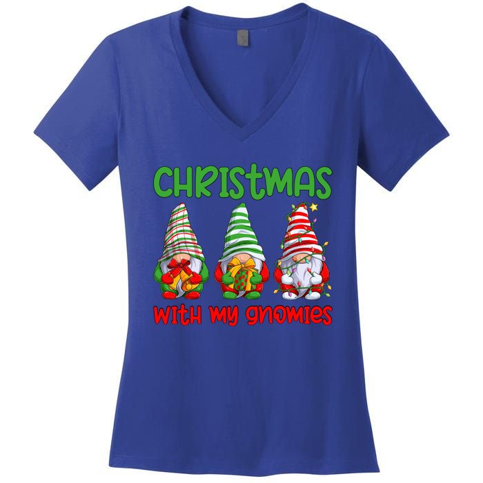 Christmas With My Gnomies Family Matching Xmas Squad Gift Women's V-Neck T-Shirt