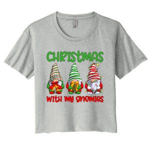 Christmas With My Gnomies Family Matching Xmas Squad Gift Women's Crop Top Tee