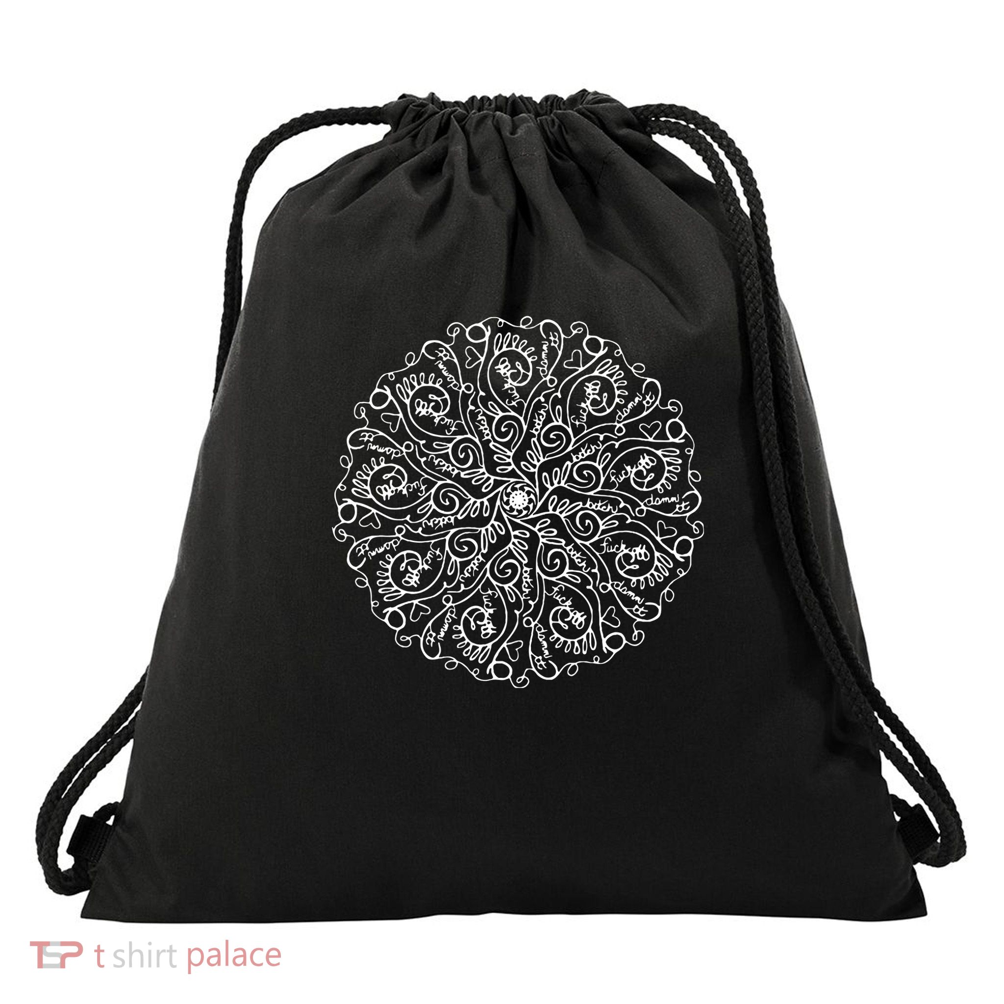 Curse Word Mandala Drawstring Bag