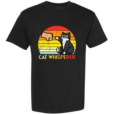 Cat Whisperer Man Paw Fist Bump Sunset Garment-Dyed Heavyweight T-Shirt