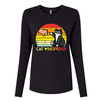 Cat Whisperer Man Paw Fist Bump Sunset Womens Cotton Relaxed Long Sleeve T-Shirt