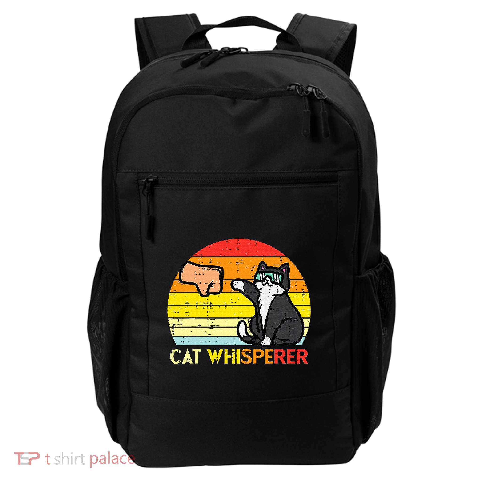 Cat Whisperer Man Paw Fist Bump Sunset Daily Commute Backpack