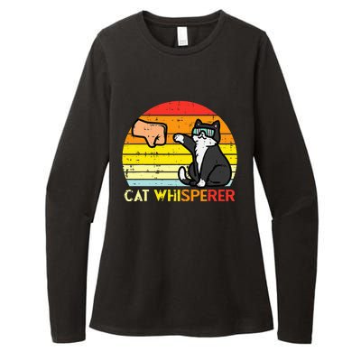 Cat Whisperer Man Paw Fist Bump Sunset Womens CVC Long Sleeve Shirt