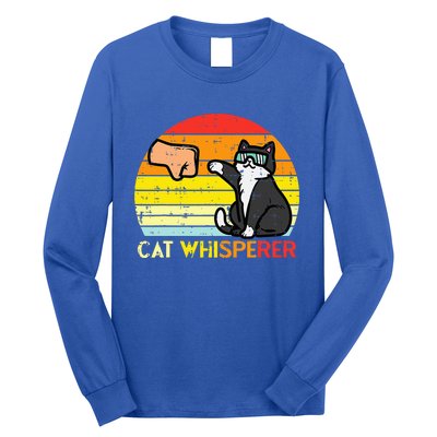 Cat Whisperer Man Paw Fist Bump Sunset Long Sleeve Shirt