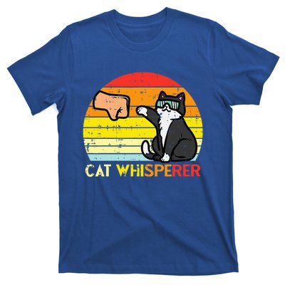 Cat Whisperer Man Paw Fist Bump Sunset T-Shirt