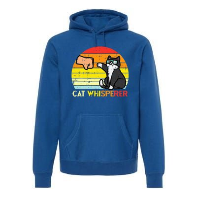 Cat Whisperer Man Paw Fist Bump Sunset Premium Hoodie