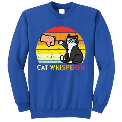 Cat Whisperer Man Paw Fist Bump Sunset Tall Sweatshirt