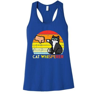 Cat Whisperer Man Paw Fist Bump Sunset Women's Racerback Tank