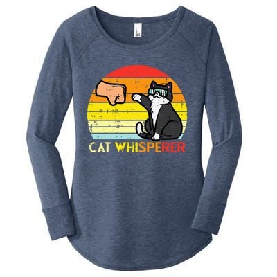 Cat Whisperer Man Paw Fist Bump Sunset Women's Perfect Tri Tunic Long Sleeve Shirt