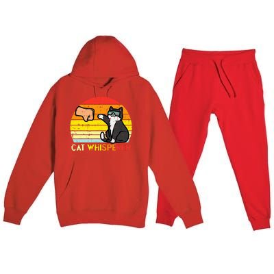 Cat Whisperer Man Paw Fist Bump Sunset Premium Hooded Sweatsuit Set