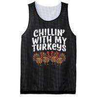 Chillin With My Turkeys Thanksgiving Family Mesh Reversible Basketball Jersey Tank