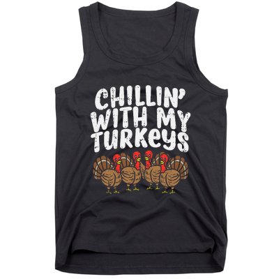 Chillin With My Turkeys Thanksgiving Family Tank Top