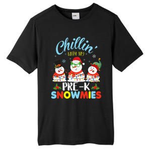 Chillin With My PreK Snowmies Teacher Christmas Xmas Lights Tall Fusion ChromaSoft Performance T-Shirt