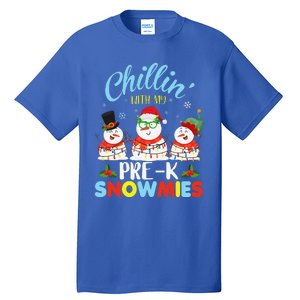 Chillin With My PreK Snowmies Teacher Christmas Xmas Lights Tall T-Shirt