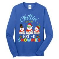 Chillin With My PreK Snowmies Teacher Christmas Xmas Lights Tall Long Sleeve T-Shirt