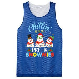 Chillin With My PreK Snowmies Teacher Christmas Xmas Lights Mesh Reversible Basketball Jersey Tank