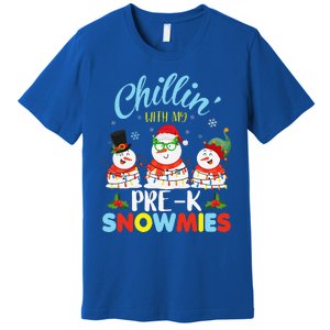 Chillin With My PreK Snowmies Teacher Christmas Xmas Lights Premium T-Shirt