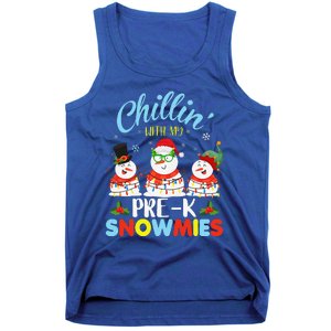 Chillin With My PreK Snowmies Teacher Christmas Xmas Lights Tank Top