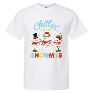 Chillin With My PreK Snowmies Teacher Christmas Xmas Lights Garment-Dyed Heavyweight T-Shirt