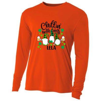 Chillin With My Lela St Patricks Day Gnomes Garden Gnome Cooling Performance Long Sleeve Crew