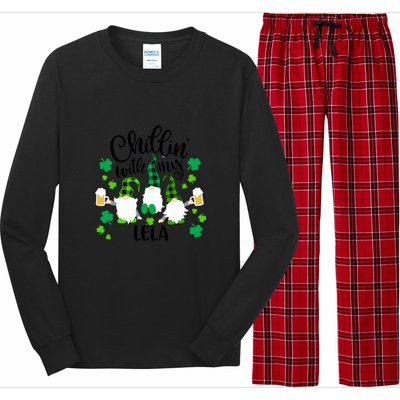 Chillin With My Lela St Patricks Day Gnomes Garden Gnome Long Sleeve Pajama Set