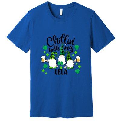 Chillin With My Lela St Patricks Day Gnomes Garden Gnome Premium T-Shirt