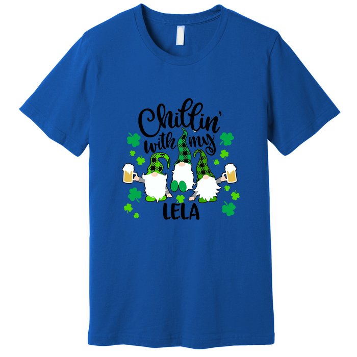 Chillin With My Lela St Patricks Day Gnomes Garden Gnome Premium T-Shirt