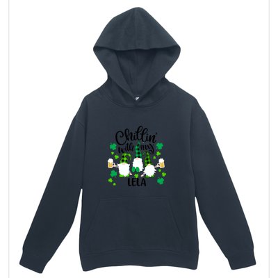 Chillin With My Lela St Patricks Day Gnomes Garden Gnome Urban Pullover Hoodie