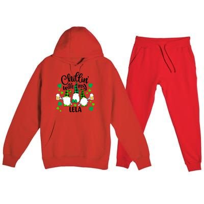 Chillin With My Lela St Patricks Day Gnomes Garden Gnome Premium Hooded Sweatsuit Set