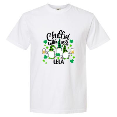 Chillin With My Lela St Patricks Day Gnomes Garden Gnome Garment-Dyed Heavyweight T-Shirt