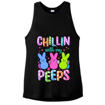 Chillin with My Peeps Easter, Easter Bunny , Funny Easter Gifts Ladies PosiCharge Tri-Blend Wicking Tank