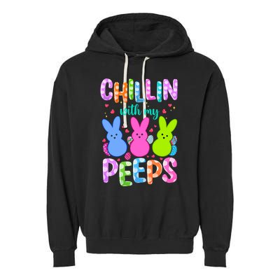 Chillin with My Peeps Easter, Easter Bunny , Funny Easter Gifts Garment-Dyed Fleece Hoodie