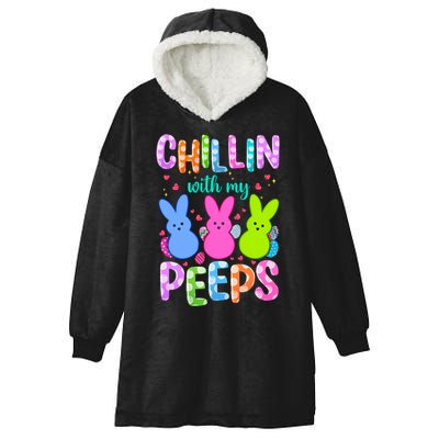 Chillin with My Peeps Easter, Easter Bunny , Funny Easter Gifts Hooded Wearable Blanket