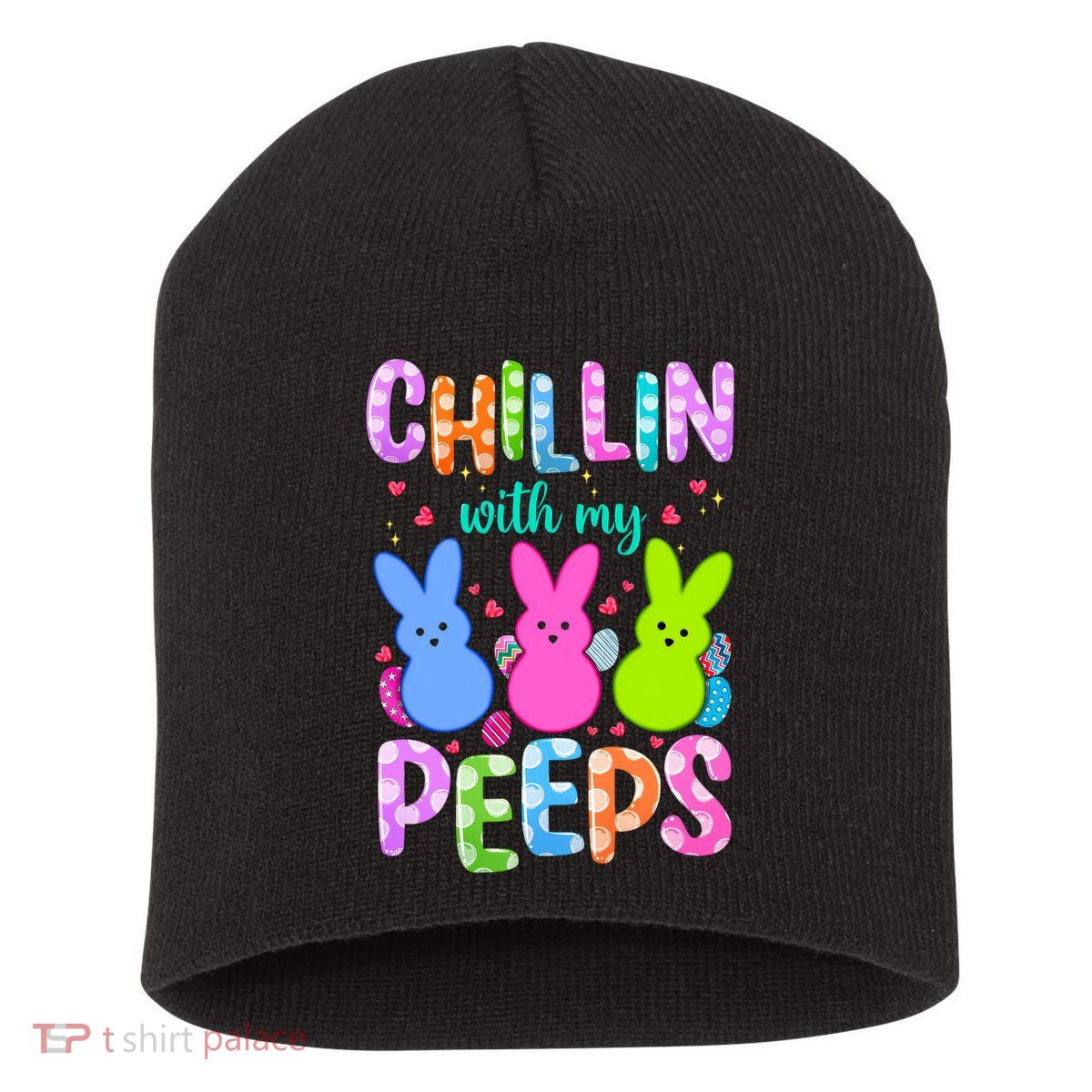 Chillin with My Peeps Easter, Easter Bunny , Funny Easter Gifts Short Acrylic Beanie