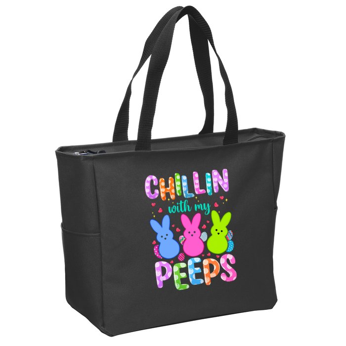 Chillin with My Peeps Easter, Easter Bunny , Funny Easter Gifts Zip Tote Bag