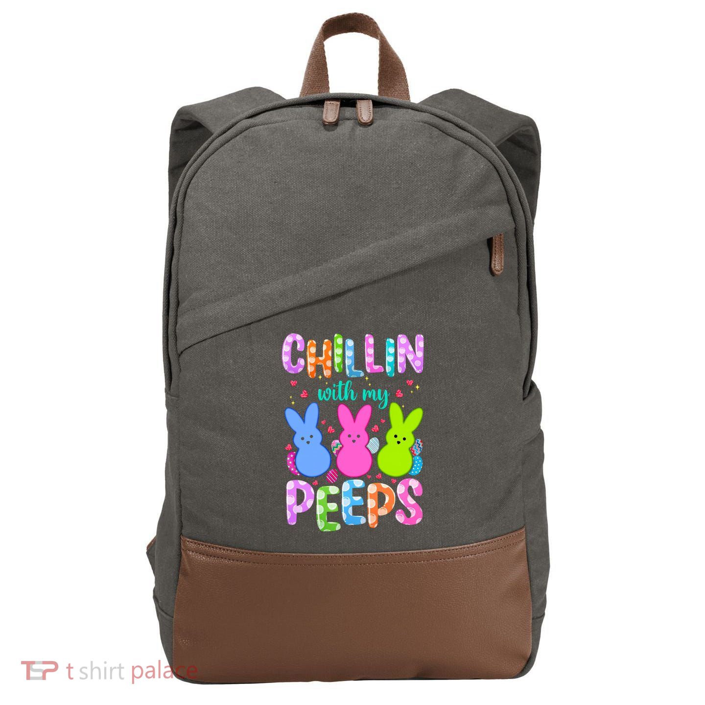 Chillin with My Peeps Easter, Easter Bunny , Funny Easter Gifts Cotton Canvas Backpack