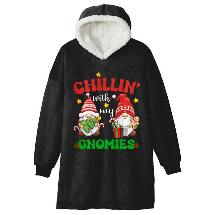 Chillin With My Gnomies Funny Christmas Tree Xmas Hooded Wearable Blanket