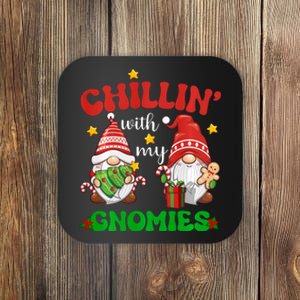 Chillin With My Gnomies Funny Christmas Tree Xmas Coaster