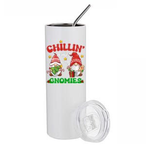 Chillin With My Gnomies Funny Christmas Tree Xmas Stainless Steel Tumbler