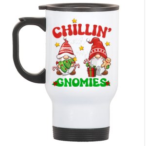 Chillin With My Gnomies Funny Christmas Tree Xmas Stainless Steel Travel Mug