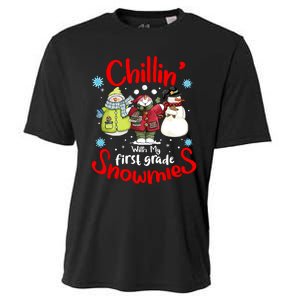 Chilling With My First Grade Snowmies Teacher Christmas Cooling Performance Crew T-Shirt