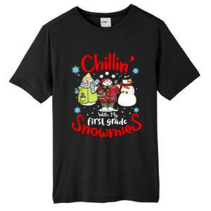 Chilling With My First Grade Snowmies Teacher Christmas Tall Fusion ChromaSoft Performance T-Shirt