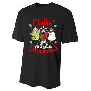 Chilling With My First Grade Snowmies Teacher Christmas Performance Sprint T-Shirt