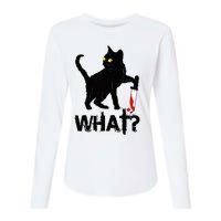 Cat What Murderous Black Cat With Knife Halloween Womens Cotton Relaxed Long Sleeve T-Shirt