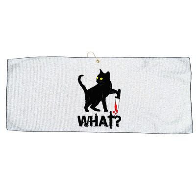 Cat What Murderous Black Cat With Knife Halloween Large Microfiber Waffle Golf Towel